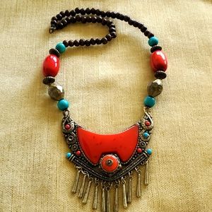 Boho Tibet Tribal Chunky Colorful Statement Necklace